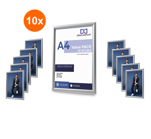 10x Kliklijsten A4 Zilver 25mm | Wissellijst A4 Zilver 25mm Ecom - 10 stuks