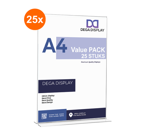 25x T-standaard A4 | Menuhouders | Per 25 stuks