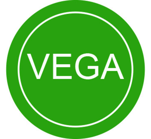Stickers VEGA - Vegetarisch  - Groen - 28mm rond - 500/rol