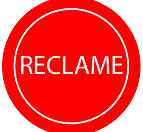 Sticker RECLAME - Rood - 28mm rond - 500/rol