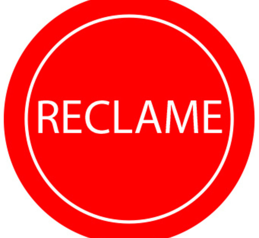 Sticker RECLAME - Rood - 28mm rond - 500/rol