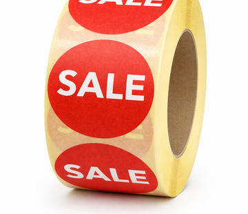 Sticker SALE 32mm - rood/wit - 500/rol