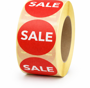 Sticker SALE 32mm - rood/wit - 500/rol