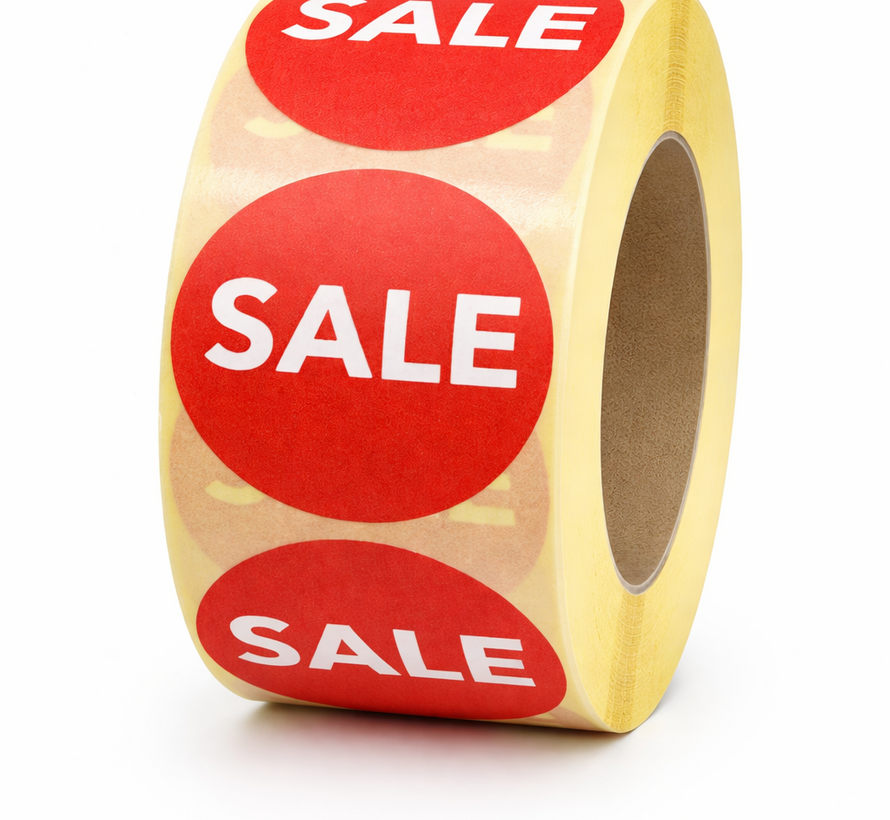 Sticker SALE 32mm - rood/wit - 500/rol