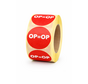 Sticker OP = OP 32mm - rood/wit - 500/rol