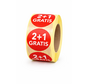 Sticker 2+1 GRATIS 32mm - rood/wit - 500/rol
