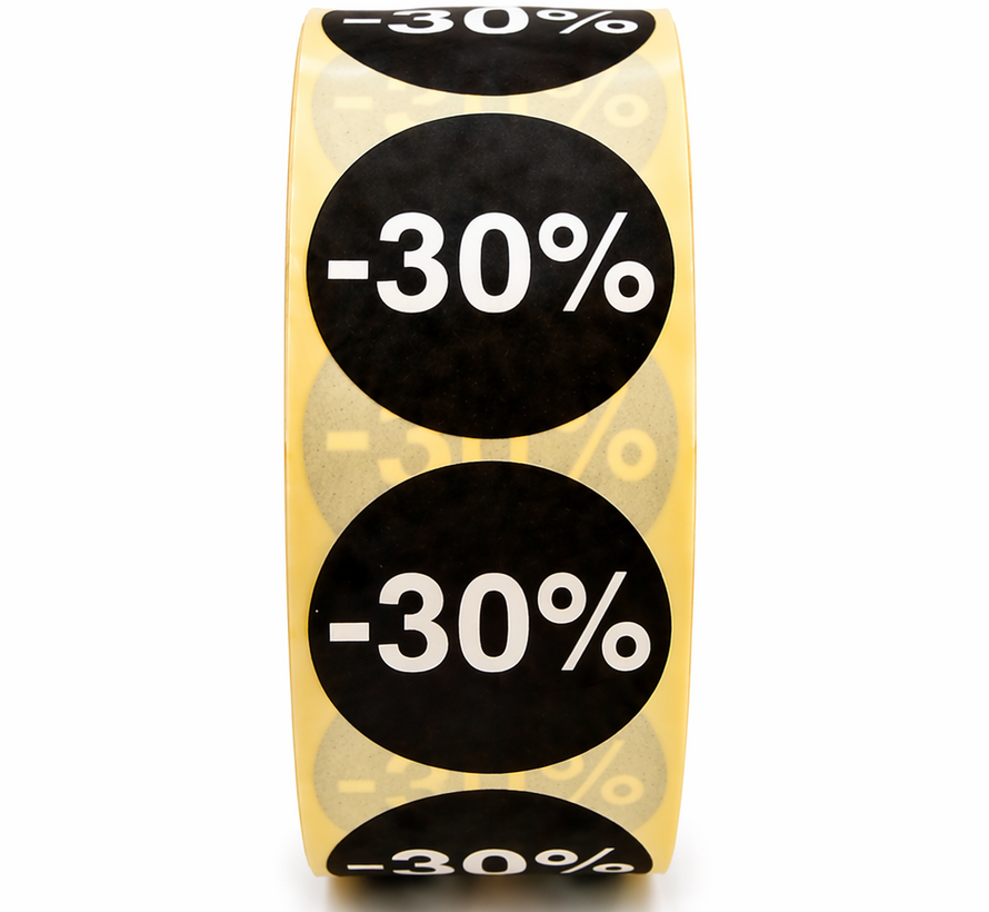 Kortingssticker % 25mm - zwart/wit |1000 per rol