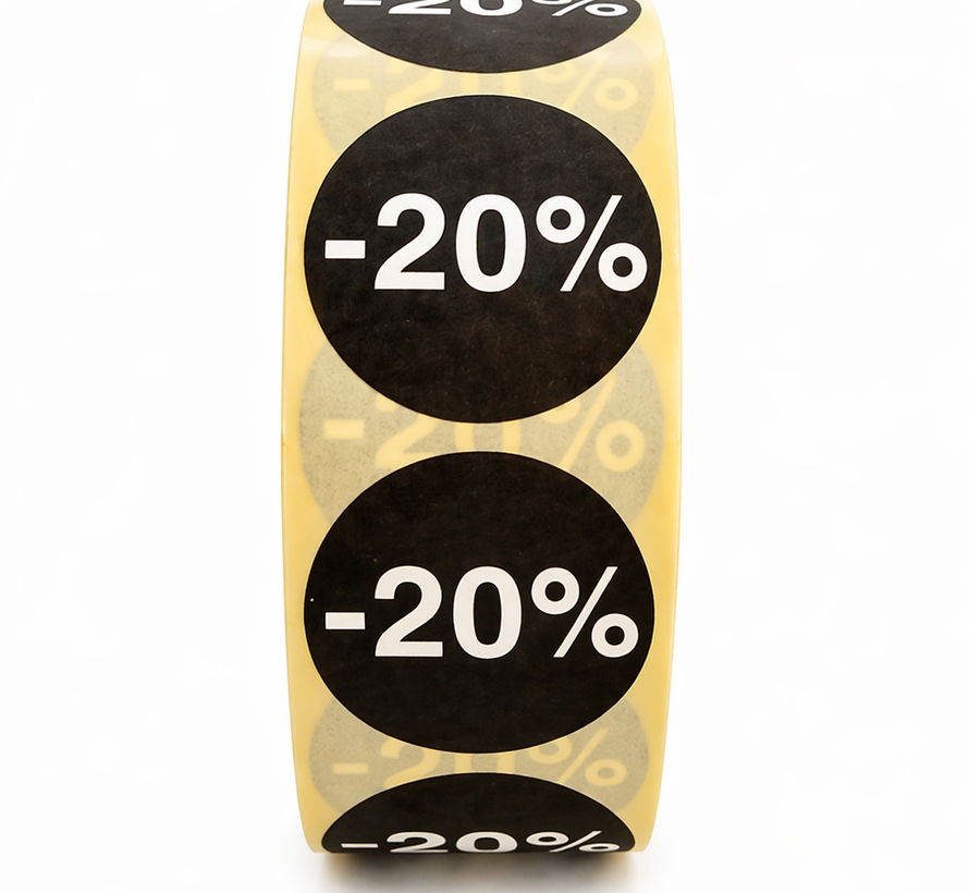 Kortingssticker % 25mm - zwart/wit |1000 per rol
