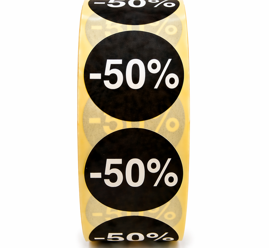 Kortingssticker % 25mm - zwart/wit |1000 per rol