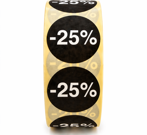 Kortingssticker % 25mm - zwart/wit |1000 per rol