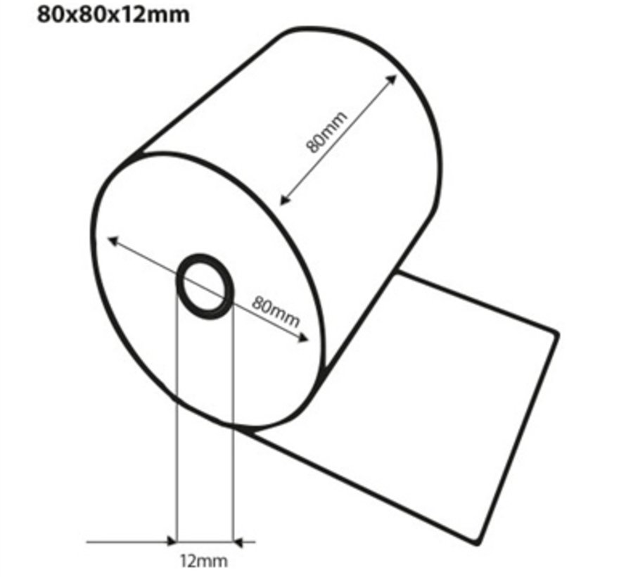 Thermorollen bedrukt in 1 kleur - 80x80x12 mm