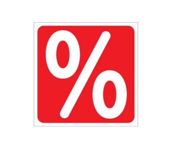 Raamsticker Sale % - procentteken - Rood met Witte opdruk