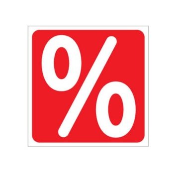 Raamsticker Sale % - procentteken - Rood met Witte opdruk