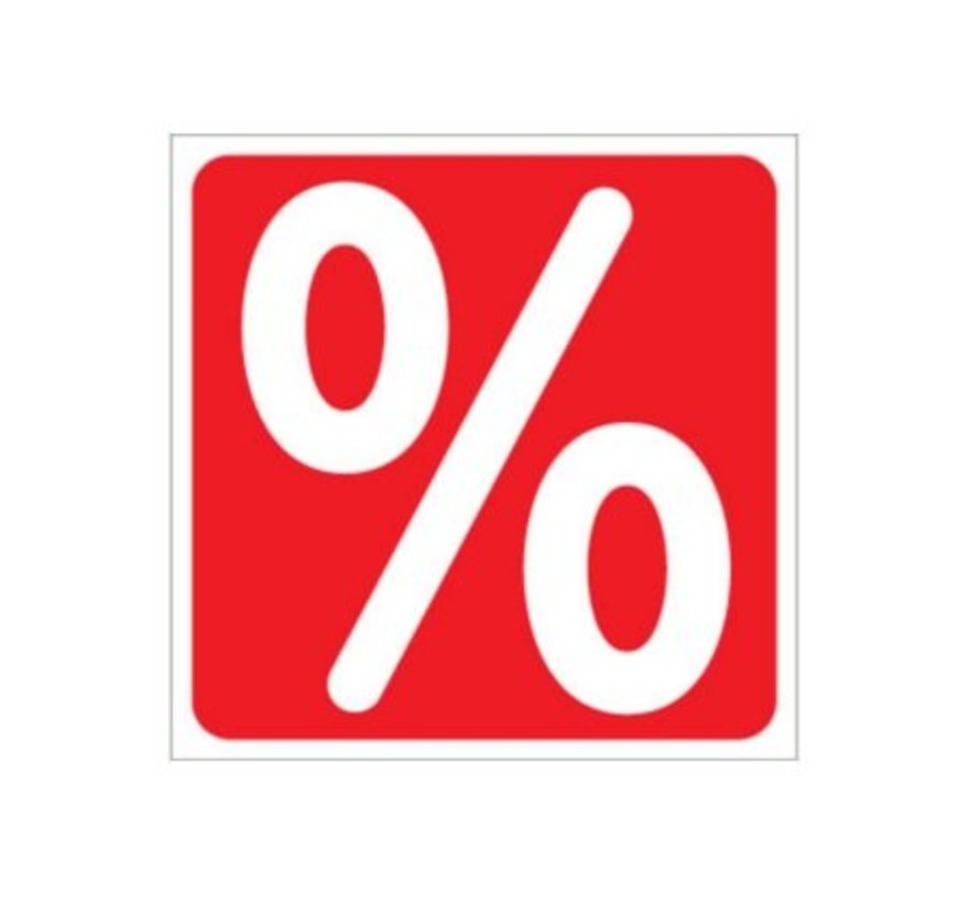 Raamsticker Sale % - procentteken - Rood met Witte opdruk