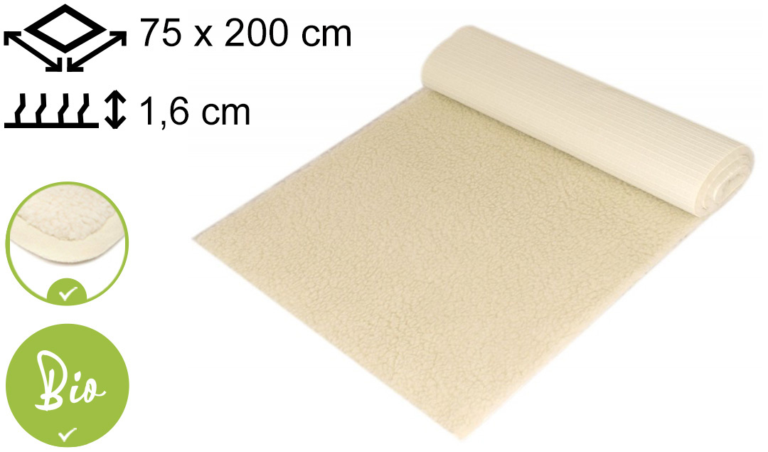 Yogamat Schapenwol BIO 75x200x1,6cm - met bies