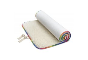 Yogamat Schapenwol 90x200x2cm - met regenboog bies