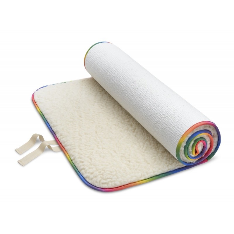 NIEUW! Yogamat Schapenwol 100x200x2cm - met regenboog bies