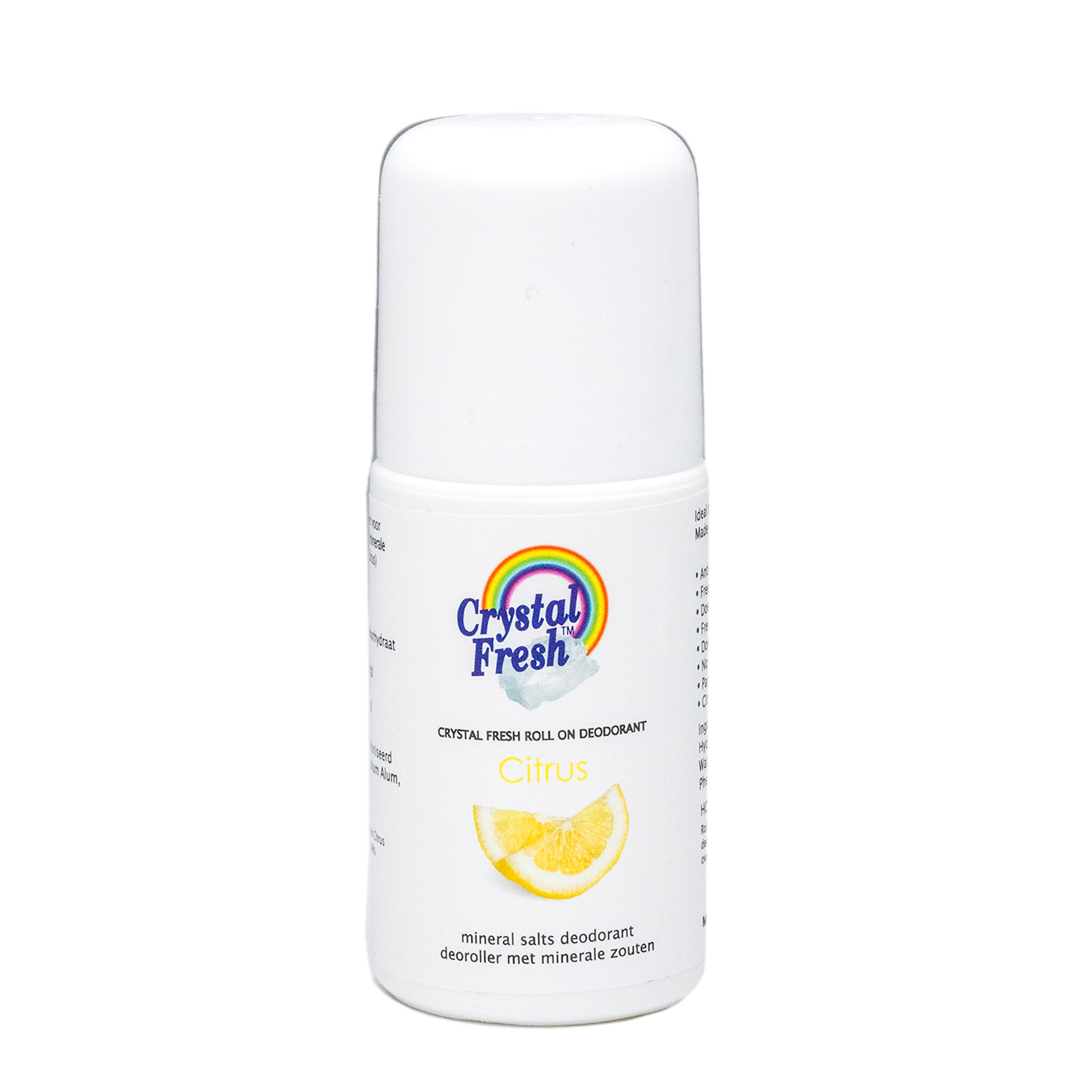 Crystal Fresh deoroller met minerale zouten en etherische olie (citrus) 60 ml.