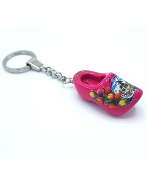 Holzschuh Schlüsselring 1 Clog Fuchsia