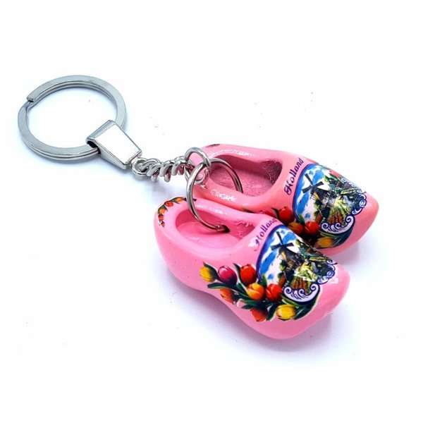 Woodenshoe keyhanger 2 shoes Pink