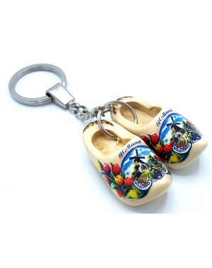  Holzschuh Schlüsselring 2 Clogs leer