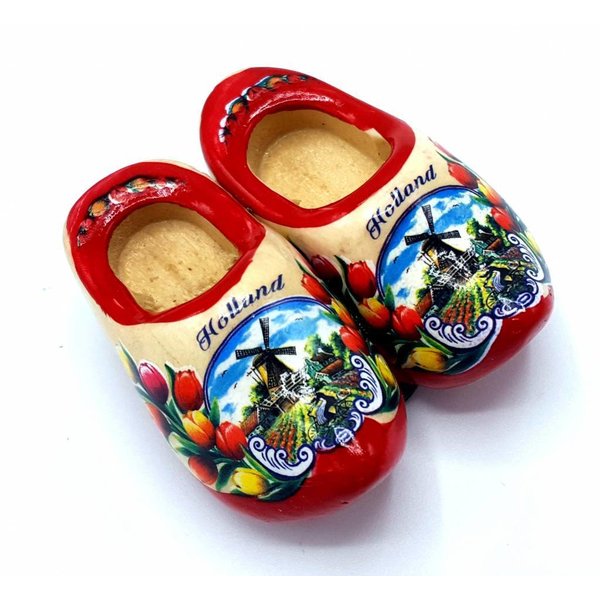 Woodenshoe magnet 4cm Red sole