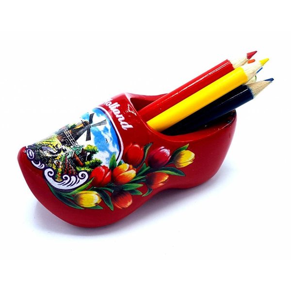 Bleistift Clogs mit 6 Stiften Rot