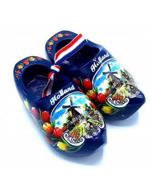  Souvenir klompenpaartje 8cm Blauw