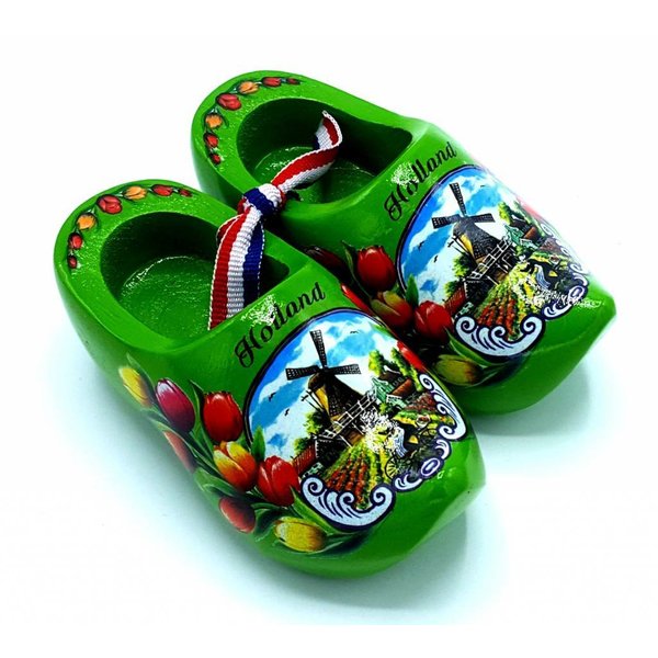 Souvenir woodenshoes 8cm green