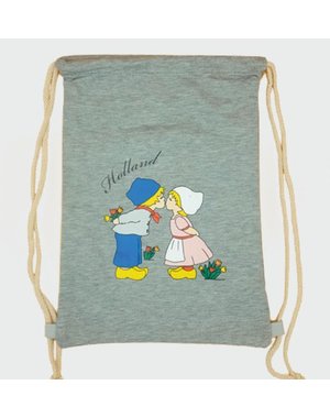 Amstel bags Draw string bag kissing couple gray