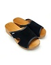 DINA Sandalen met houten zool, zwart suede leer - Dina