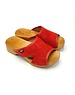 DINA Sandalen met houten zool, rood suede leer - Dina