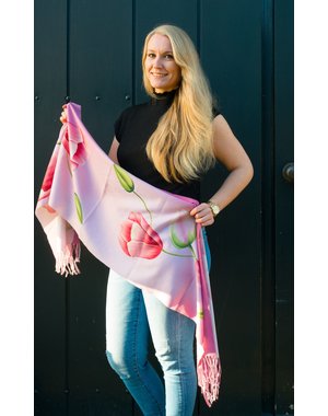 tulip scarf 170x30 pink scarf with tulips