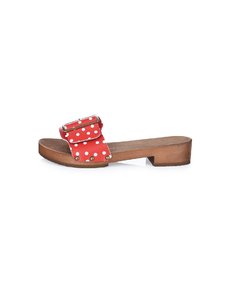 DINA Houten sandalen red dots met brede gesp