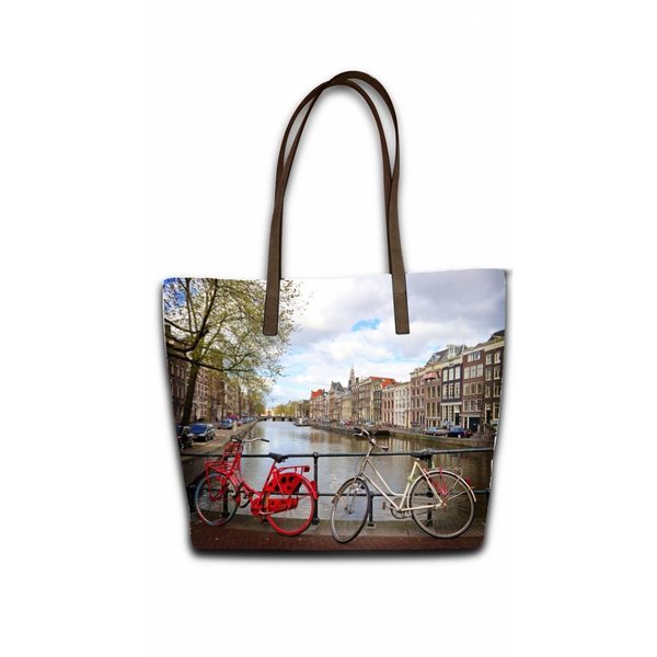 Celdes Tassenset Fietsen aan de gracht Amsterdam (set van twee tassen)