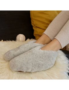 DINA Comfortable Wool Slippers – Low Model Light Grey