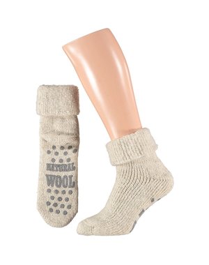 wool house socks anti-slip light gray