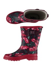  rubber boots red flowers