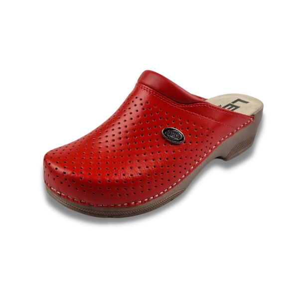 DINA Medizinische Clogs - Ledi Clogs - Pflegeclogs - sehr bequem - rot - belüftend