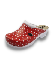 DINA Medical clogs - Ledi clogs - care clogs - very comfortable - red with dots