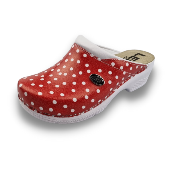 DINA Medical clogs - Ledi clogs - care clogs - very comfortable - red with dots