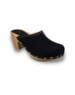 DINA Black high heel suede clogs @Dina