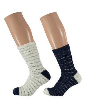  Huissokken 2 paar Onesize Dames blauw/wit