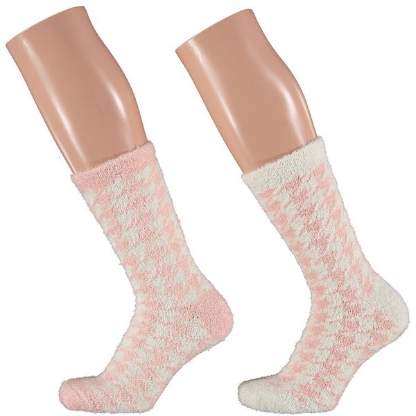 Home Socken 2 Paar Onesize Damen Chenille rosa/weiß