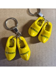  Keychain with two clogs yellow with your logo / text