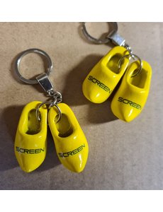  Keychain with two clogs yellow with your logo / text