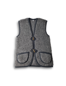  Vintage vest schapenwol - Antraciet - Maat S en M - laatste maten