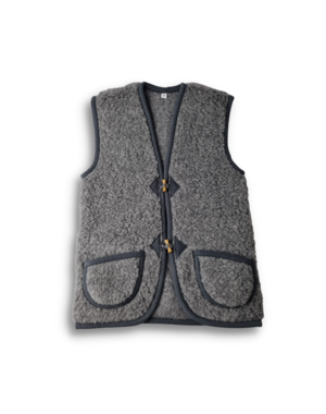  Vintage vest schapenwol - Antraciet - Maat S en M - laatste maten