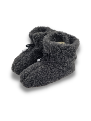 DINA Woolen slippers high model black with bow