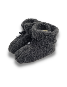 DINA Woolen slippers high model black with bow